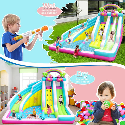 SkyBounce Inflatable Bounce House Water Slide 6 in 1 Blow Up Water Park Water Slides Splash Pool Blower Waterslide Backyard