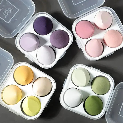 4PCS Ombre Makeup Sponge Set - Latex-Free for Foundation/Concealer, Gradient Color Mixing Egg Sponges Travel Size