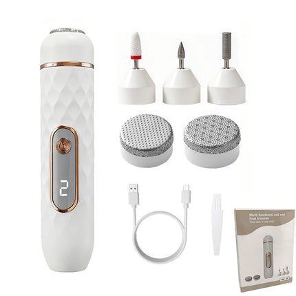 SoftAura 2026 New 5 in 1 USB Electric Foot File Callus Remover Pedicure Tool Hard Cracked Feet Heel Care Dead Skin Removal Home