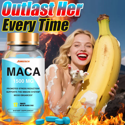 Maca Root Tablets for Men To Maximize Vitality and Performance Made with Black Maca, Ashwagandha,Black Pepper