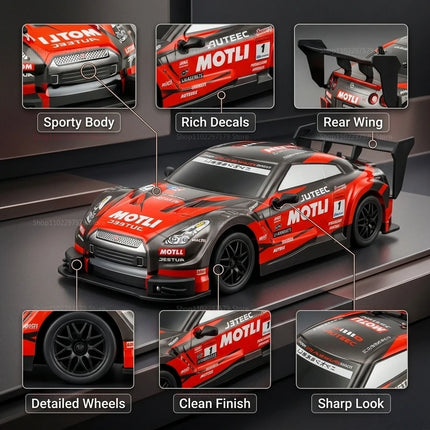 4WD Remote Control Drift Racing Car 1:24 Scale 20KM/H High Speed 2.4G Dual Mode RC Vehicle Durable Body Hobby Toys Gift For Boys