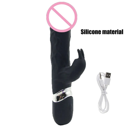 Silicone Rabbit Vibrator Large Dildo G Spot Clitoral Stimulator, Waterproof Rechargeable Dual Motor Female Masturbator Dildo