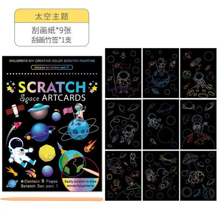 Montessori Painting Note Scratch Art Paper DIY Graffiti Book Children Magic Rainbow Scraping Drawing Notepad Educational Toys