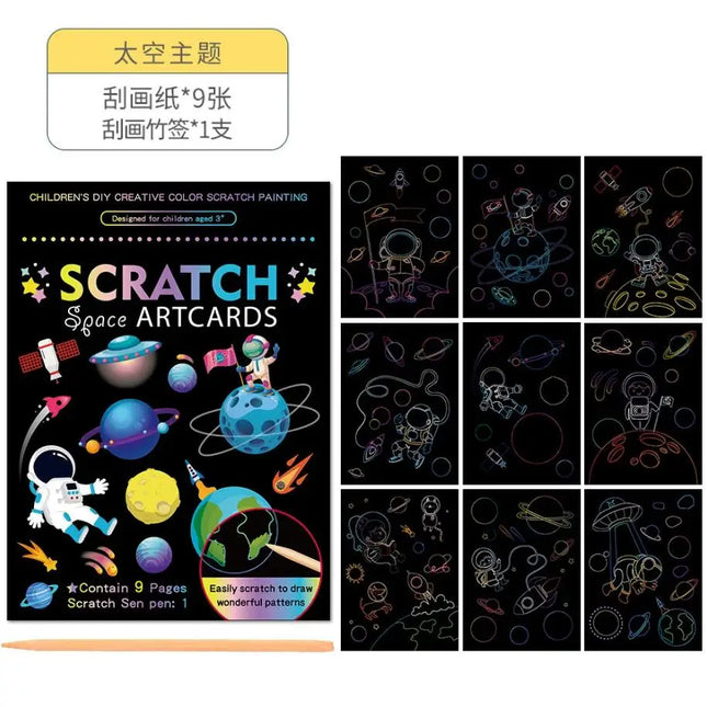 Montessori Painting Note Scratch Art Paper DIY Graffiti Book Children Magic Rainbow Scraping Drawing Notepad Educational Toys