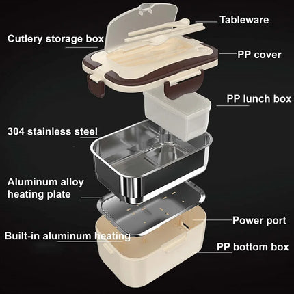 12V/24V Car Electric Lunch Box 1.5L Portable Food Heater Truck No Water Injection 304 Stainless Steel Heated Bento Keep Warm Box