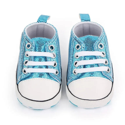2024 Newborn Sequined Canvas Baby Sneakers Casual Baby Boys Girls Toddler Multi-Color Soft Sole Non-slip Walking Shoes