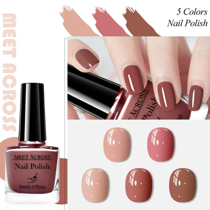 5pcs/set 8ml Water-Based Nail Polish Long Lasting Quick Drying No Need of Lamp to Cure Nail Supplies Vernis for Nails Manicure