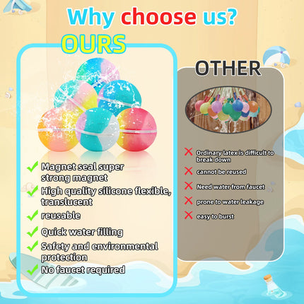 6.8CM color magnetic silicone water ball, reusable water ball, self sealing and quick filling water ball toy