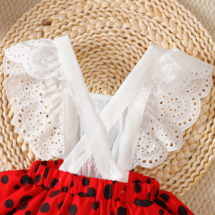 Newborn Baby girl Bodysuit Laceseven star Ladybug Bodysuit+Headband 2-piece set for 0-18 Month old Female Baby Summer Bodysuit