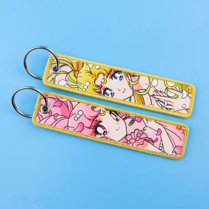 Sailor Moon Keychain Usagi Anime Embroidery Key Tag Motorcycles Cars Backpack Chaveiro Keychain Fashion Key Ring Friends Gift