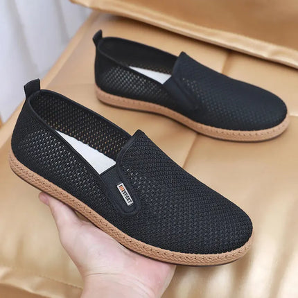 2025 Summer Men's Old Beijing Net Mesh Slip-on Casual Shoes Comfortable and Breathable Anti-slip Outsole Free Men's Shoes