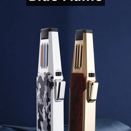 JOBON Metal Outdoor Windproof Turbine Torch Strong Fire Power Blue Flame Straight Butane Gas Lighter Gas Kitchen BBQ Welding