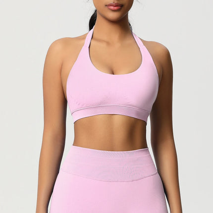 Women Sports Bra Seamless Halter Clothes Push-up Vest Brassiere Gym Top Backless Fitness Yoga Workout Running Underwear