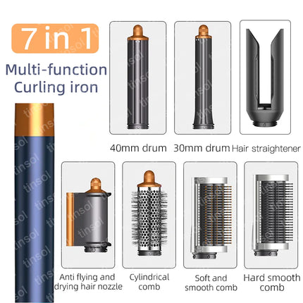 7-in-1 Multi-Function Hair Dryer & Styling Tool Curling Iron Hot Air Curling Brush Curling Barrel Professional Straightener