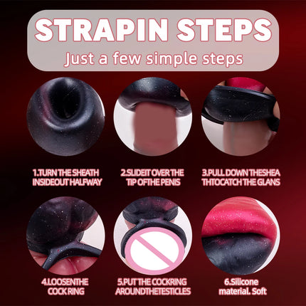 Dick Sleeve Enlargement Lock Sperm Penis Ring Adult Men Sex Toy Enlarged and Thicken Cock Sleeve Soft Silicone Male 18+ Sexy Toy