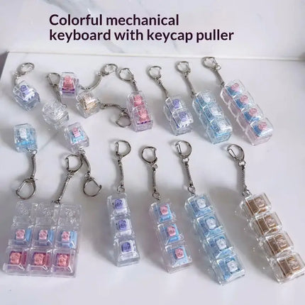 Fingertip Keyboard Clicker Toys 1/2/3/4/9 Key Crystal Keychain Stress Relief Anti-Anxiety Decompression Gadget