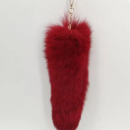 natural fox fur tail keychain furry 2024 chic y2k  beautiful accessory length 40 cm Car Keychains For Women