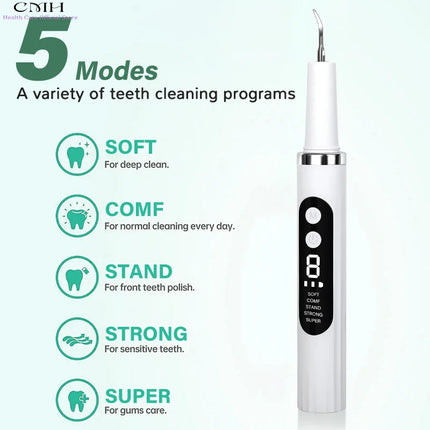 Electric Tooth Cleaning Device Pet Tartar remover Stain Remover Multi-Mode Dental Care Tool with 2 Replaceable Cleaning Heads