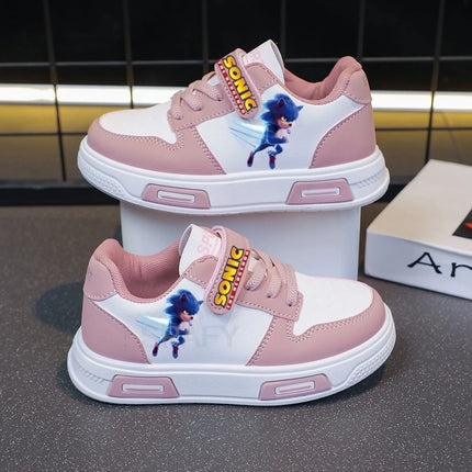 Anime Sonic Tennis Shoes Kawaii Sonic Sport Shoes Cartoon Sonic White Basket Shoes 4-12 Y Sonic Casual Sneakers Size 21-37