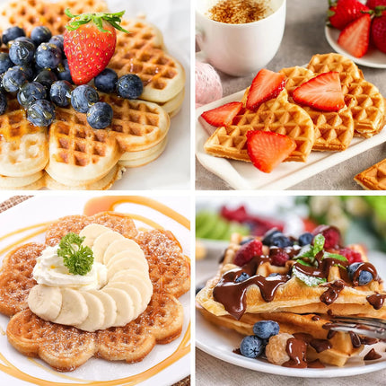 Heart Waffle Maker- Make 5 Heart Shaped Waffles for Special Loved Ones Breakfast- Nonstick Baker Easy Cleanup, Electric Waffler