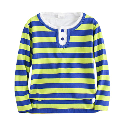 Children Long Sleeved Polos Shirts Boys Round Collar Shirt Autumn Cotton Long Sleeve Striped T-Shirt Polos Shirts For Boys