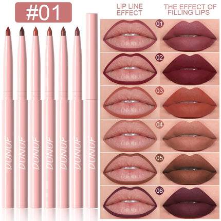 6pcs/Set Lip Liner Pen Set Long-Lasting, Waterproof Sweatproof, Easy Coloring Non-fading Color Rendering Lip Gloss Beauty Makeup