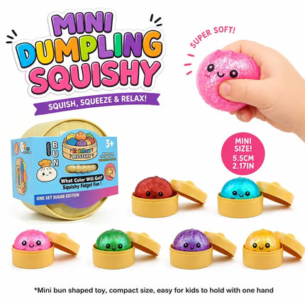 New Colorful Glitter Bead Filled Dumpling Squishy, Blind Box with Gift Box & Hidden Style, Stress Relief Sensory Squeeze Toy