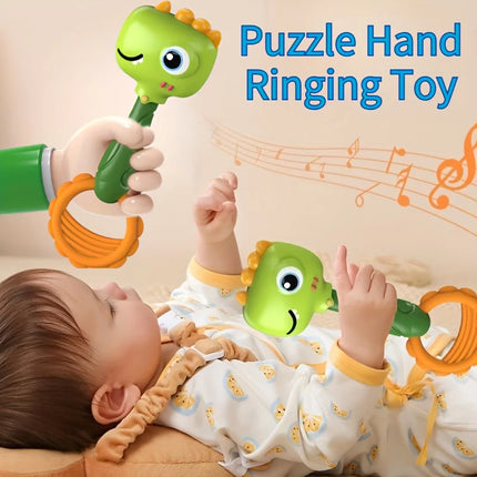 Baby Hand Chime Toy - Cute Pink Rabbit Green Dinosaur Design, Promotes Children's Motor Skill Development and Sensory Learning