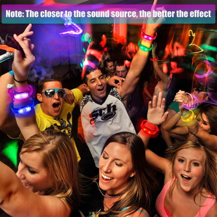 12-240Pcs LED Glow Bracelets Sound Activated Light Up Bracelets for Adults & Kids with Flashing LED Strobe for Night Events