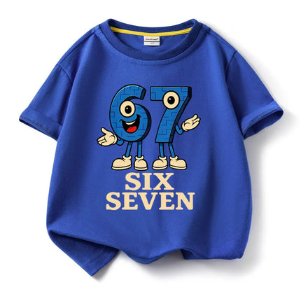 Kids Short Sleeve Tee T-shirt 67 Six Seven Funny Number Boys Girls Cotton Tops Sleeveless Girl T-shirt Summer Kids Clothing