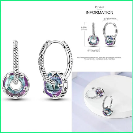 Orstarry 925 Sterling Silver Crystal Circular Eardrops Drop Earrings Women Earrings Charm Fashion Versatile Party Jewelry Gifts