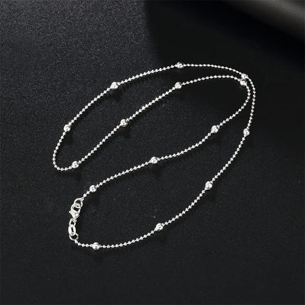 Charm 925 Sterling Silver 16-24 Inches Fine Sweater Bead Chain Women Necklace For Fashion Temperament Jewelry Party Wedding