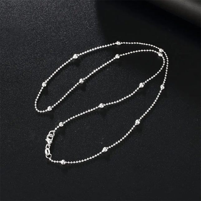 Charm 925 Sterling Silver 16-24 Inches Fine Sweater Bead Chain Women Necklace For Fashion Temperament Jewelry Party Wedding