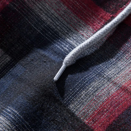 Autumn Hot Sale Of The Season Men's Plaid Hooded Casual Shirt Independent Station Cross-Border Checkered Hoodie Style Floral Patchwork