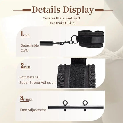 Restraints with Handcuffs Ankle Cuffs  Bondage Set for Couples Adults SM Games Sex Play Adjustable Spreader Bar Sex Toys Sex