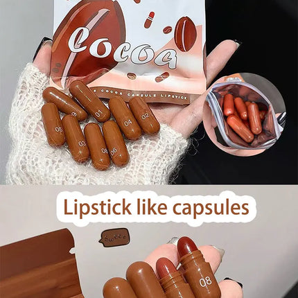 10-Color Capsule Lipstick Set Featuring Naturally Long-Lasting Mini Matte Lipsticks And Lip Gloss,Long-lasting makeup