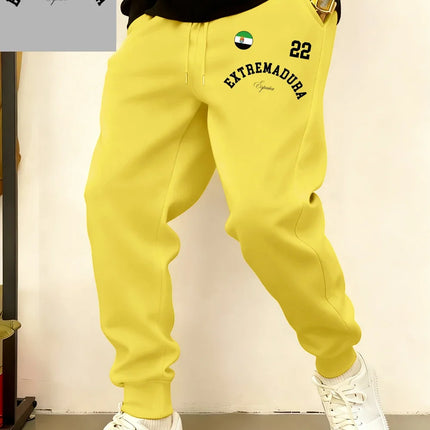 Extremadura España Flag Printed Sweatpants Mens Casual Loose Trousers Winter Fleece Warm Jogger Pants Basics Pocket Male Clothes