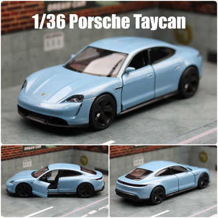 1/36 Porsche Taycan Toy Car Model For Children RMZ CiTY Diecast Super Sport Miniature Pull Back Collection Gift For Kid Boy