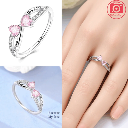 Original Romantic Heart-shaped White Zircon Shell Bowknot Rings 925 Sterling Silver  Women Jewelry Valentine's Day Birthday Gift