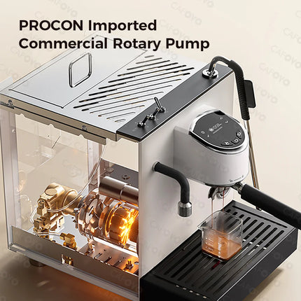 CAFOVO E137 9Bar Semi-Auto Coffee Machine Rotary Pump Dual-storage boiler Flow Meter PID PTC Temperature Control Espresso Maker