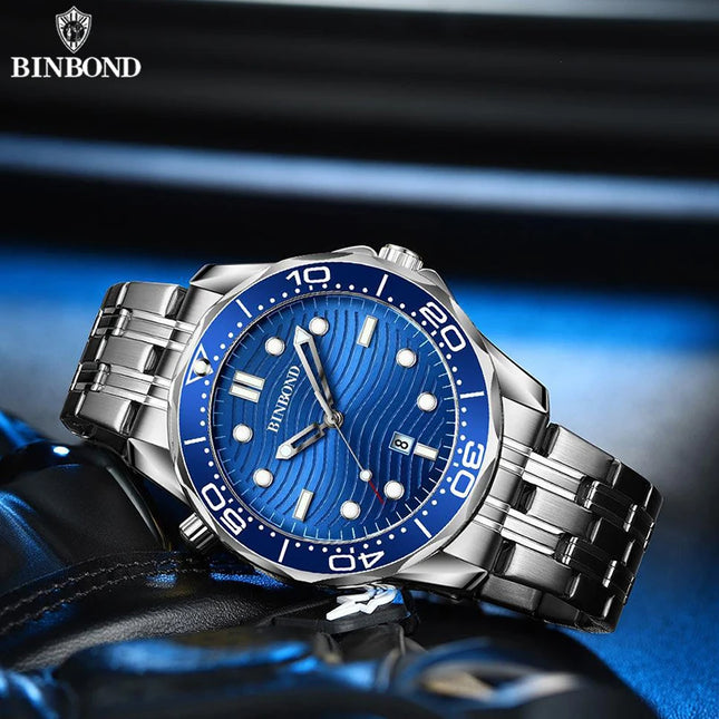 BINBOND Top Brand Luxury Sea Horse Series Watch Men's Business Quartz Watch Luminous Waterproof Sports Men Fashion Design Watch