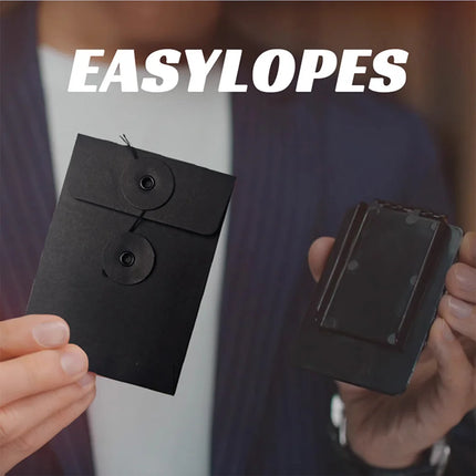 Easylopes (Black) Magic Tricks Card to Sealed Envelope Predictions Coins Vanishes into Envelope Close-up Illusions Gimmicks Prop