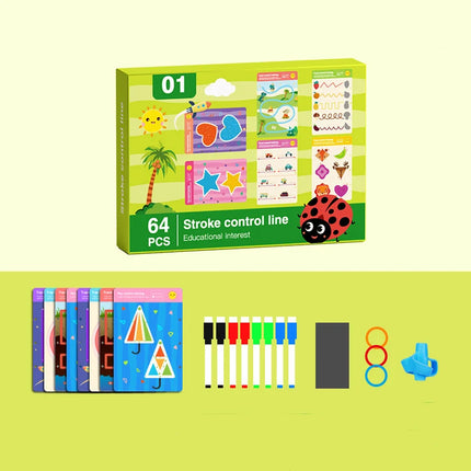 Children Montessori Drawing Toy Pen Control Training Color Shape Math Match Game Set Toddler Learn Activities Educational Book