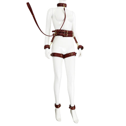 Puppy play SM Bondage Kit Collar, Waistband, Wrist cuffs, Ankle brace, Thigh cuff,  Adult Games Restraints Handcuffs Sex Toys