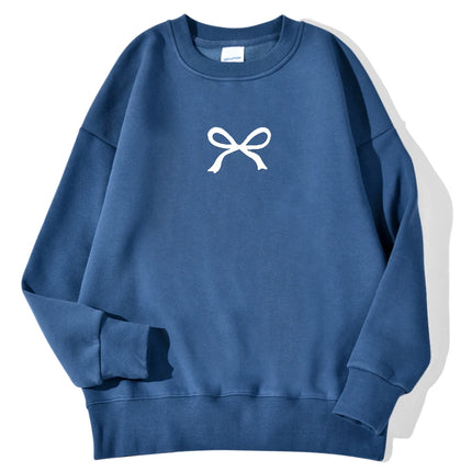 Casual Women's Sweatshirts Kawaii Bow Graphic Prints Pullover Comfortable Warm Oversize Hoodie Autumn Fleece Soft Female Clothes