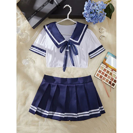 2024 Role Play Bra And Panties Set Erotic Uniform Lingerie Women's Hot Cosplay Crotchless Sexy Underwear Porn Baby Doll Dress