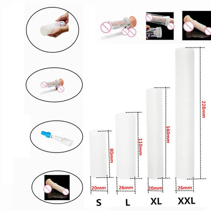 Various Size Genital Sleeve Silicone Sleeve For Penis Glans Cap Sleeve Mens Pleasure Items Enlargement Extender Stretcher Pump