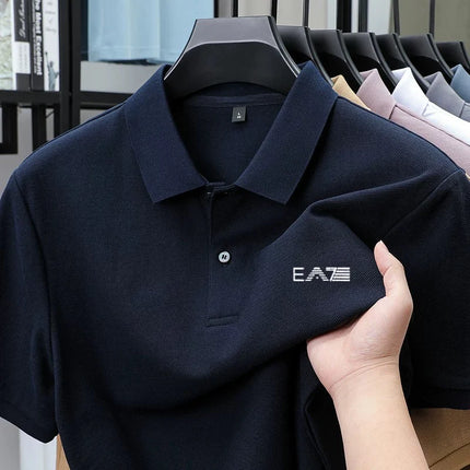 Luxury brand polo shirt short-sleeved letter-printed men's top summer 100% cotton comfortable breathable casual lapel T-shirt