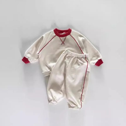 2025 Autumn New Baby Long Sleeve Clothes Set Infant Boys Solid Versatile Sweatshirt Suit Girls Casual Sports Set Kids Outfits