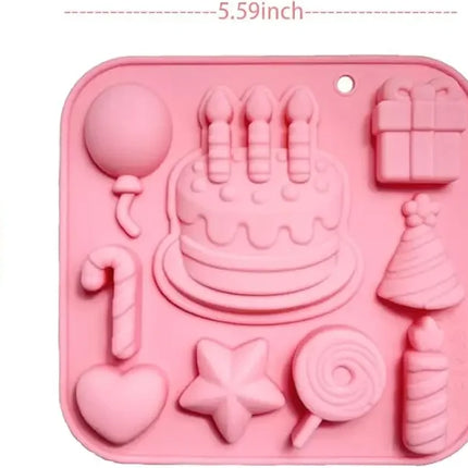 Diy Birthday Cake Silicone Mold Gift Box Balloon Birthday Themed Baking Moulds for Chocolate Cake Dessert Candy Cake Decoration